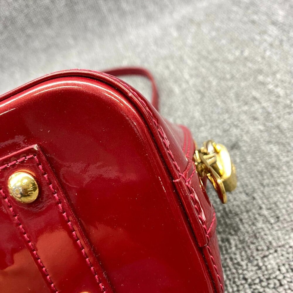100% Authentic Louis Vuitton Alma BB Red Monogram Patent Leather Satchel - Picture 8 of 16